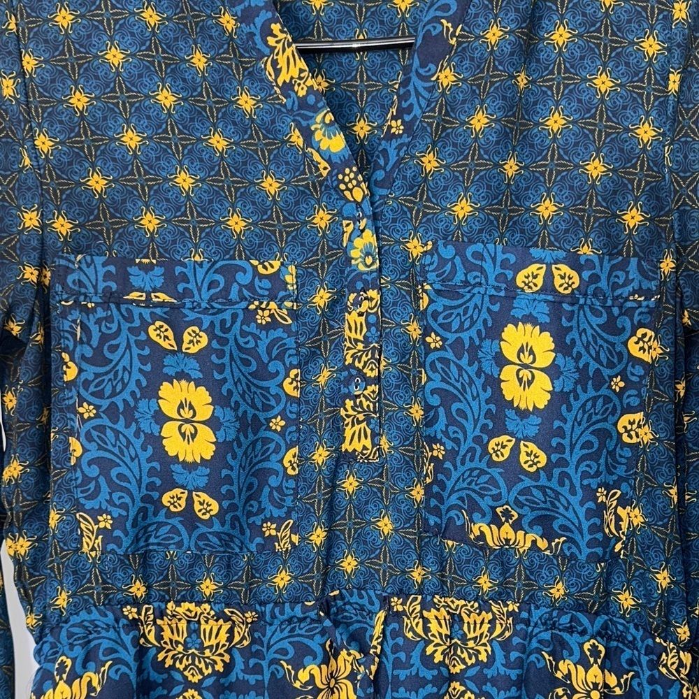 Altar'd State Blue and Yellow Floral Long Sleeve Dress - Picture 4 of 7
